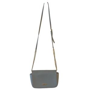Rebecca Minkoff Small/Med Size Nubuck Leather Crossbody Handbag Grey With Gold